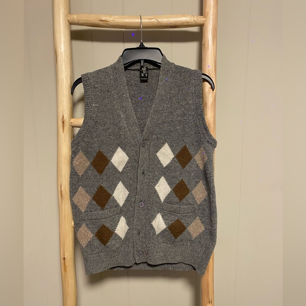 Dark Academia cotton argyle vest vintage